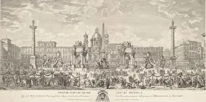 Preparations Prints: Preparations for fireworks on Piazza Navona