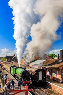 Somerset Prints: Preserved ex-LNER steam loco 61306 Mayflower blowing off at Bishops Lydeard station at the West Somerset Railway