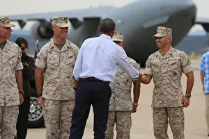 Barack Obama Prints: President Barack Obama greets Sgt