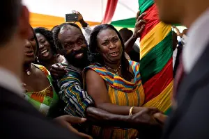 Barack Obama Prints: President Barack Obama greets well-wishers in Accra