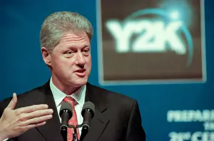 Computers Prints: President Bill Clinton discusses the computer glitch known as the Year 2000 problem or by it's acronym Y2K during a