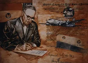 United States Of America Prints: Former President Harry S. Truman signs the National Security Act