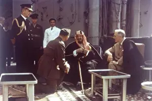 Saudi Prints: President Roosevelt's meeting with King Ibn Seoud of Saudi Arabia on board the USS-Quincy
