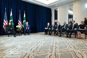 White House Prints: President Trump holds a bilateral meeting with Pakistan Prime Minister Imran Khan at the InterContinental New York