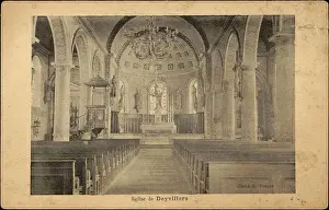 1880 Prints: A press postcard presents the church of Deyvillers in the Vosges region attributed to photographer R