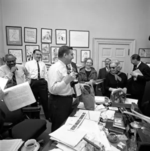 John Kennedy Prints: Press Secretary Pierre Salinger was presented with a retired Walker's Survival Kit during an event in Washington
