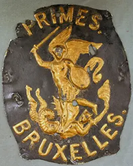 Black Gold Prints: Pressed tin fire mark for the Compagnie de Bruxelles Societe Anonyme pour l'Assurance a Primes contre