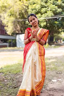 Saree Prints: A pretty beautiful Indian girl child in traditional dancing dress