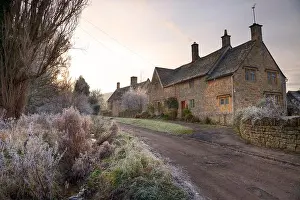 Cotswolds Prints: Pretty stone house in the small village of Aston Subedge near Chipping Campden