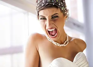 Single Person Prints: Pretty woman with short hair and unusual hairstyle