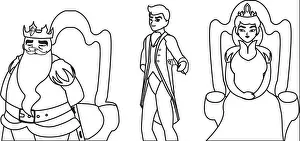 prince charming with queen and king on throne characters vector illustration design