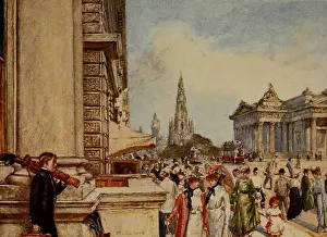 Scotland Prints: Princes Street from the Steps of the New Club - looking towards the Scott Monument - Edinburgh