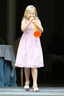Royals Prints: Princess Amalia during a photo session with the Crown Prince family at their residence in Wassenaar
