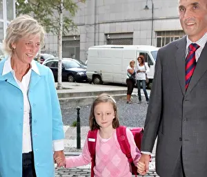 Royals Prints: Princess Astrid of Belgium (L) and her husband Prince Lorenz (R) accompany their daughter Princess Laetitia Maria (C)