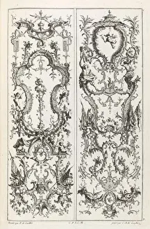 Published Prints: Print, Designs for Two Gueridons and a Wall Bracket with a Vase; Designed by François de Cuvilliés the Elder (Belgian)