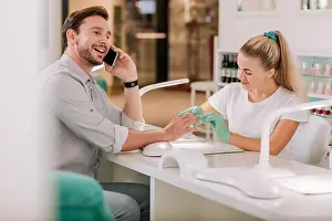 Acrylic Prints: Professional nail master providing service for metrosexual
