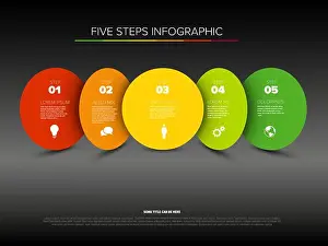 Data Visualization Prints: This professional five steps infographic template features five steps in a workflow