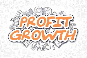 Profitability Prints: Profit Growth - Doodle Orange Inscription. Business Concept