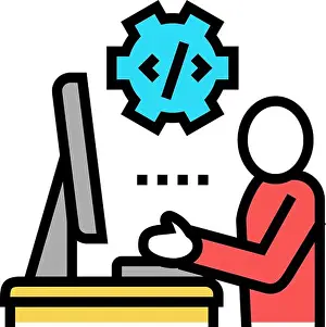 Developer Prints: programmer coding and development color icon vector illustration