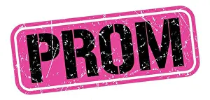 Prom Prints: PROM text written on pink-black grungy stamp sign