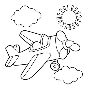Airship Prints: Propeller plane coloring page. Provides hours of coloring fun for children