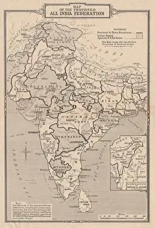 1935 Prints: Proposed All India Federation. Government of India Act 1935 1933 old map