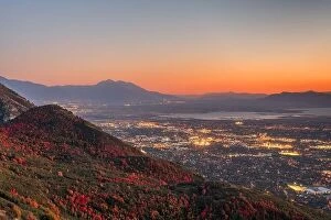 Images Dated 1st October 2019: Provo, Utah, USA view of downtown from the lookout during an autumn dusk