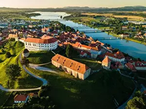 Drava Prints: Ptuj Castle or Ptujski Grad in Hilltop in Slovenia Oldest City