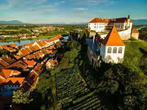 Drava Prints: Ptuj Castle or Ptujski Grad in Hilltop in Slovenia Oldest City