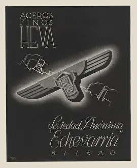 Publicidad. Aceros finos Heva, de EchevarrÃa S.A. de Bilbao. Año 1940