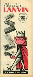 Dijon Prints: Publicité ancienne CHOCOLAT LANVIN LE CHOIX DU ROI !