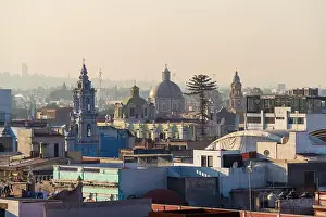 Mexican Culture Prints: Puebla city skyline at sunrise, Puebla state, Mexico