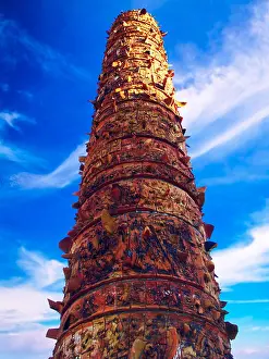 Latin American Prints: Puerto Rico, San Juan, Plaza del Quinto Centenario, View of El Totem in Plaza del Totem
