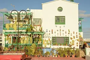 Punta Prints: Punta Mujeres, Spain - 18 January 2021: rustical house at the village of Punta Mujeres on Lanzarote island in Spain
