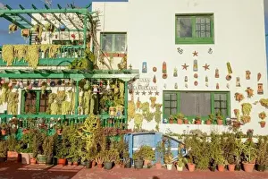 Punta Prints: Punta Mujeres, Spain - 18 January 2021: rustical house at the village of Punta Mujeres on Lanzarote island in Spain