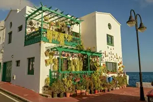 Punta Prints: Punta Mujeres, Spain - 18 January 2021: rustical house at the village of Punta Mujeres on Lanzarote island in Spain