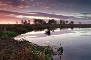 Reflect Prints: purple sunrise sky reflected in river, Onlanden, Drenthe, Netherlands