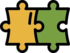Join Prints: Puzzle solution icon. Outline puzzle solution vector icon color flat isolated