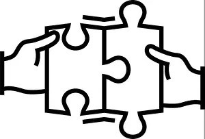 Recruitment Prints: Puzzle task line icon, concept sign, outline vector illustration, linear symbol