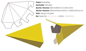 Pyramid Box packaging design template gluing die cut - vector