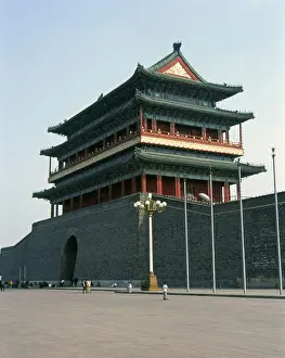 Solemn Prints: Qianmen gateway Zhengyangmen Tiananmen Square Beijing Peking China Chinese Asian Asiatic Asia