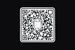 Checkout Prints: QR code on the black background, black and white symbol
