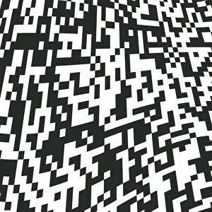 Qrcode Prints: QR Code Digital Abstract Black and White Pixel Noise Background