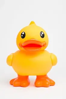 Quacking his way through life. Shot of a rubber duck against a studio background