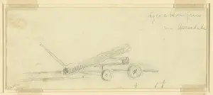 Quaker gun in Annandale. Morgan collection of Civil War drawings. Quaker guns, 1860-1870, Artillery (Weaponry), 1860-1870, United States, History