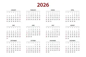 Office Desk Prints: Quarter calendar template for 2026 year