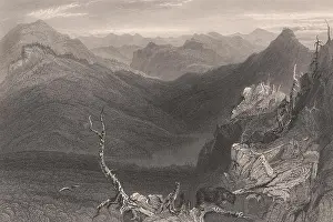 Owls Prints: QUEBEC. Owl's Head Mountain & lake. Mont Owl's Head. BARTLETT, old print 1842