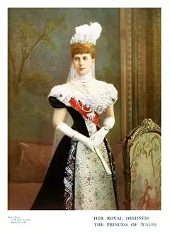 1901 Prints: Queen Alexandra 1900 colour portrait photograph of the wife of King Edward VII when she was the Princess of Wales