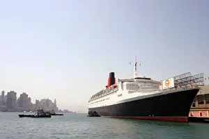 Queen Elizabeth Two 2 Cruise Ships docks at Tsim Sha Tsui Hong Kong Cruise ship terminal