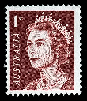 Postage Stamp Prints: Queen Elizabeth II, postage stamp, Australia, 1963